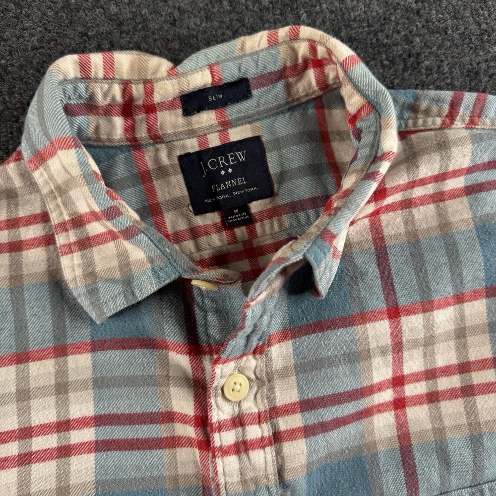 J.Crew Plaid Flannel Shirt Cotton Slim Fit Long Sleeve Mens Medium EUC